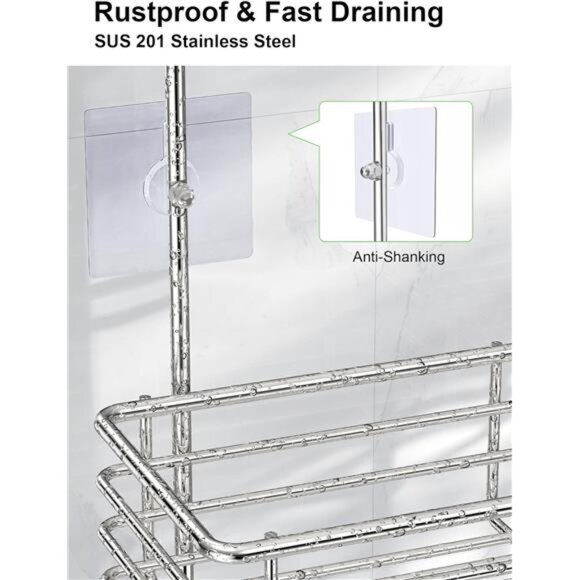 Hanging Shower Head Caddy, Rustproof Bathroom Shower Room Shelf - Picture 5 of 8